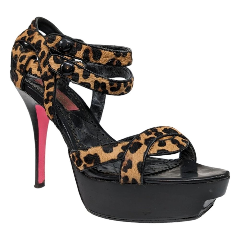 Betsey Johnson Caimile Platform Heels Womens Leopard Print Open Toe Size 7 - Picture 2 of 16